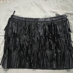 Faux Leather Fringe Skirt